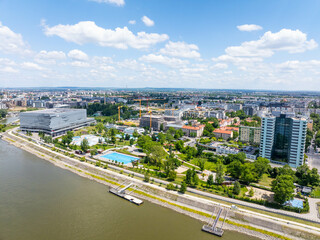 Danube river bank landscape in Budapest Hungary