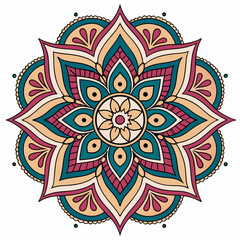 Colorful decorative mandala design with floral and geometric patterns