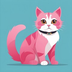 vector illustraion of a pink cat