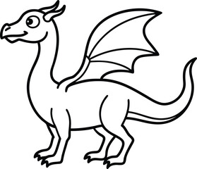 Fototapeta premium Simple Cartoon Dragon Outline Perfect for Kids’ Fantasy Coloring Projects