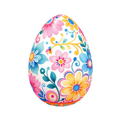Colorful Easter egg decorated with flowers. Spring, holiday, celebration.