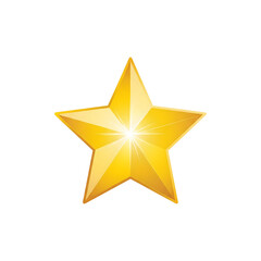 Obraz premium Flat vector clipart of a golden star badge with shine, award symbol, on solid white background