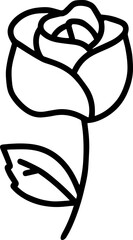 black and white rose outline vector 
