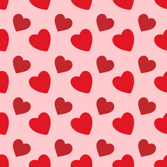 Love pattern vector illustration. Heart pattern seamless background. Abstract repeat pattern design with scattered red heart shapes.