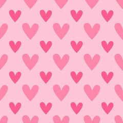 Heart pattern vector illustration. Pink love pattern seamless background with heart shapes. Abstract heart background repeat pattern design.