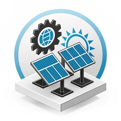 Solar panel installation services highlighted with a 3D icon on a transparent background