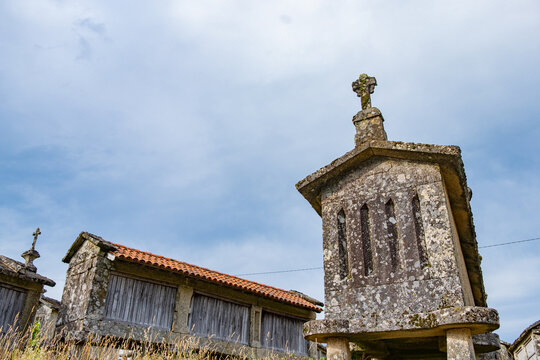 Lindoso Granaries or Espigueiros de Lindoso in Portugal, stone granaries have been used to store and dry out grain for hundreds of years. Ponte da Barca