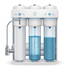 Water purification systems designed with a 3D icon isolated on a transparent background for clean water