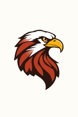 Obraz premium A stylized eagle head with white head feathers yellow beak and eye and brown body feathers