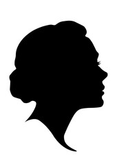 SILHOUETTE PORTRAIT OF WOMAN WITH BUN HAIR VECTOR