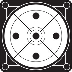 Carrom Play Area Silhouette Vector | Geometric Black Vector Art for Strategy Game Illustration