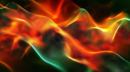 Obraz premium Abstract Orange and Green Energy Waves