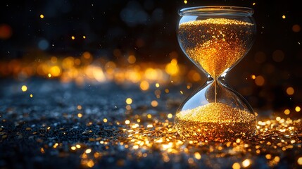 The gold flowing in the hourglass is as precious as time, cherishing time can create higher efficiency and value. This is the concept poster of commercial finance.