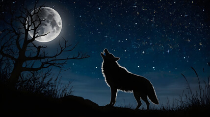 wolf howling at the moon