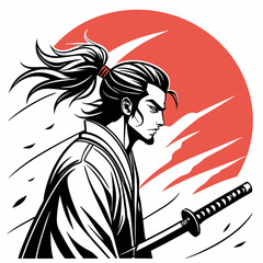 illustration of a man with a sword, illustration, vector, retro, cartoon, worker, men, businessman, symbol, woman, people, artwork, drawing, circle