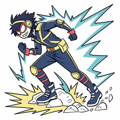 Obraz premium vector illustration of hockey player with a ball