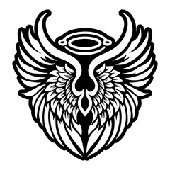 A glyph style icon of wings tattoo