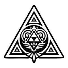 A filled style icon of triforce tattoo