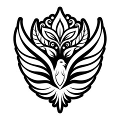 A filled style icon of dove tattoo