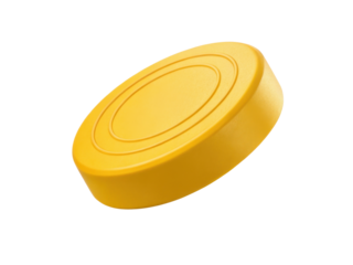 Bright yellow hockey puck is essential for training and skill development on ice