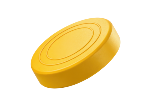 Bright yellow hockey puck is essential for training and skill development on ice
