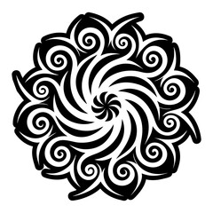 A filled style icon of swirl artwork tattoo