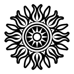 A glyph style icon of sun symbol