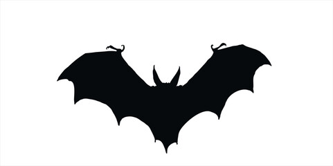 Bat vector illustration. Flying nocturnal creature silhouette, perfect for Halloween, spooky designs, nature themes, and gothic or fantasy-inspired artwork.