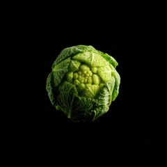 Delicate green cabbage against a dark background