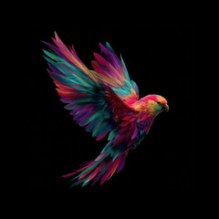 Obraz premium Colorful parrot soaring in vibrant flight