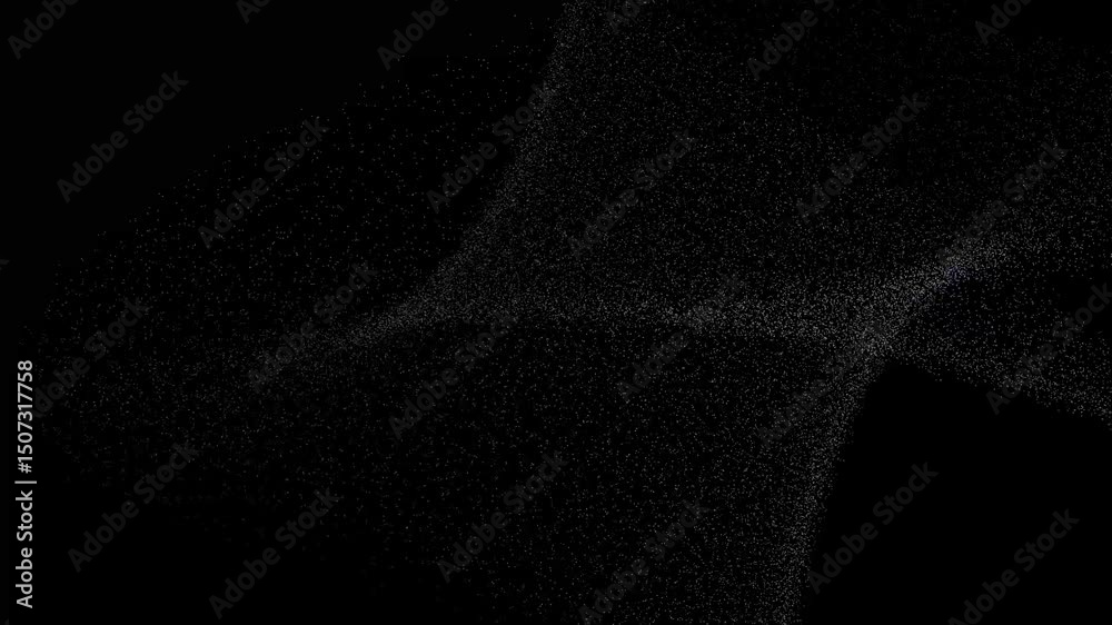Poster black and grey minimalist 3d holographic futuristic modern particle wave animation background, dust 