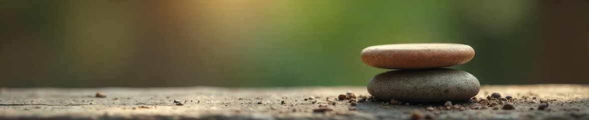 A serene image depicting scales perfectly balanced, representing equilibrium and harmony Subtle earth tones and natural textures convey a sense of peace and stability , meditation, level