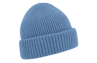 Blue Knitted Beanie Hat isolated transparent background Png