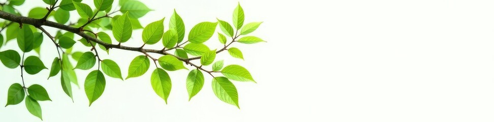 Fototapeta premium Branches with leaves isolated on white background, greenery, isolated objects, tree