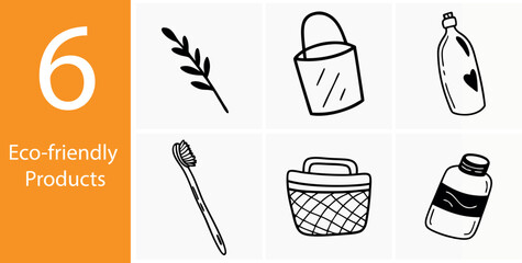 World Environment Day Eco Icons – 6 Steps to a Cleaner Planet | Eco-Friendly Vector Set