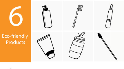 Eco-Friendly Icons Set – 6 Steps to Save the Planet | World Environment Day Vector Illustration