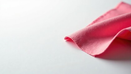 Close-up of a detached flap of fabric, stark white backdrop, high resolution, fashion, surface