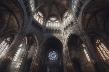 Fototapeta premium Gothic cathedral grandeur with stained glass