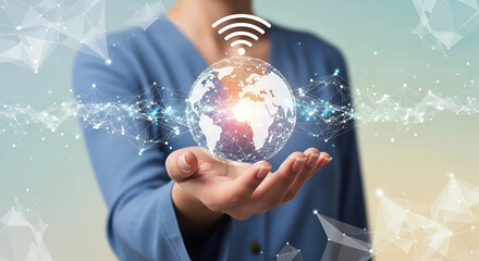 A futuristic cityscape with interconnected devices symbolizing the Internet of Things and advanced technology integration, Generative AI.