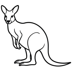 Minimalist kangaroo outline illustration standing with distinctive tail and ears design.
