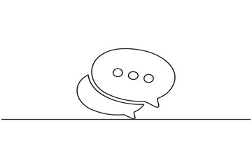 Speech bubble continuous one line art drawing dialogue speech bubble vector illustration