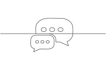 Speech bubble continuous one line art drawing dialogue speech bubble vector illustration