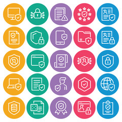 Circle color outline icons set for Privacy policy