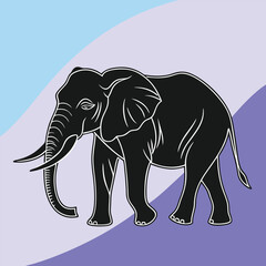 Obraz premium Elegant black elephant graphic illustration on a creative background design.