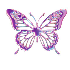 3d render of chrome shape y2k inspired butterfly
