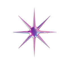 3d render of chrome shape y2k inspired star 19