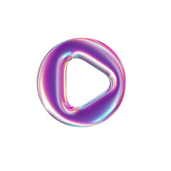 3d render of chrome shape y2k inspired play button