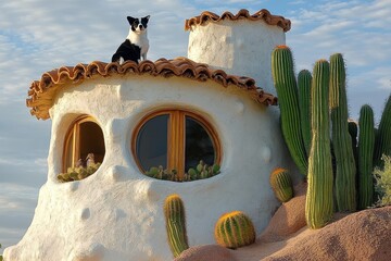Southwestern Desert Oasis: Residential Home in Scottsdale, AZ with Architectural Charm and Cactus Landscape