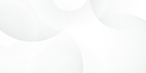 White geometric abstract background overlap layer on bright space with lines effect decoration. Modern graphic design element circles style concept for banner.