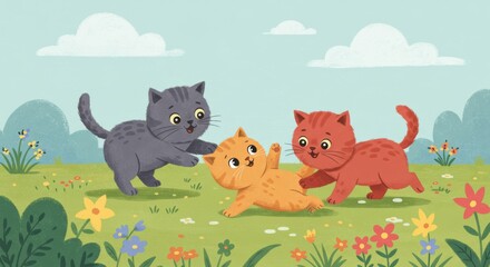 illustration of cats playing